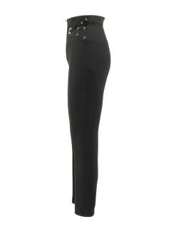 High Waist Slim Trousers With Belt Details