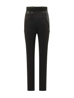 High Waist Trousers with Belt and Metal Details