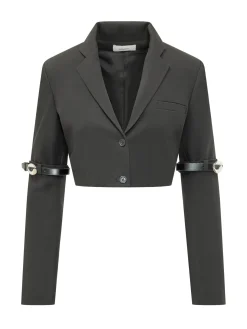 Hybrid Cropped Jacket with Sleeve Straps