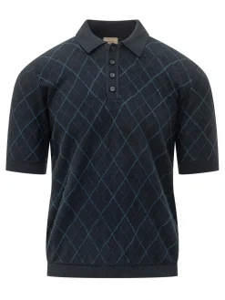Intarsia Diamond Polo with Collar and Buttons