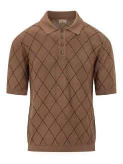 Intarsia Diamond Polo with Collar and Buttons