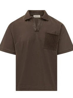 Jersey Polo with Open Collar and Pocket