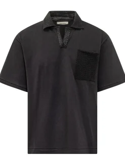 Jersey Polo with Open Collar and Pocket