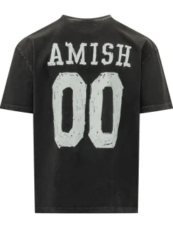 Jersey T-shirt with Print and Perforated Details