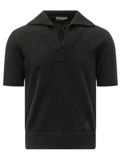 Knit Polo with Open Collar