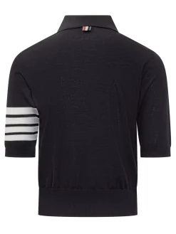 Knit Polo With Sleeve Stripes