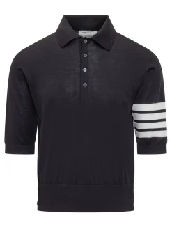 Knit Polo With Sleeve Stripes