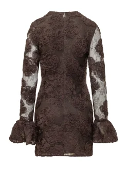 Lace Mini Dress with 3D Flowers