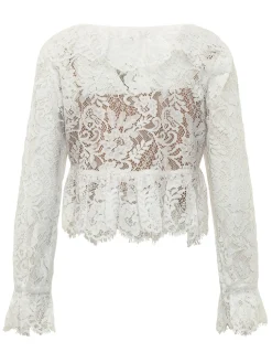 Lace V Neck Top with Long Sleeves