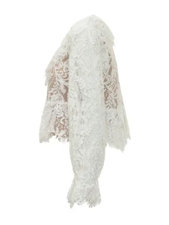 Lace V Neck Top with Long Sleeves