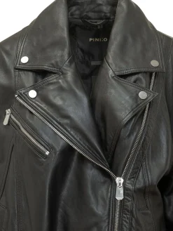 Leather Biker Jacket with Belt