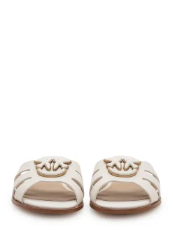 Leather Sliders with Metal Detail