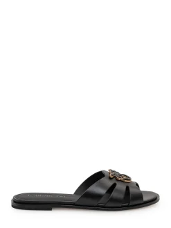 Leather Sliders with Metal Detail