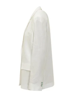Linen Jacket with Lapels and Single Button