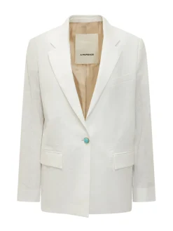 Linen Jacket with Lapels and Single Button