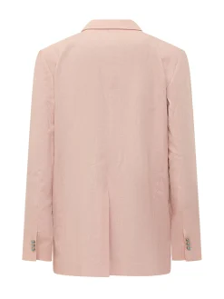 Linen Jacket with Lapels and Single Button