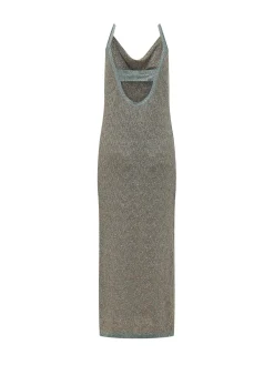 Long Dress with Draped Neckline