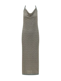 Long Dress with Draped Neckline