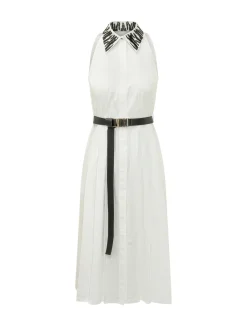 Long Dress with High Neck and Belt