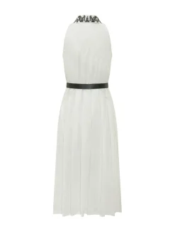 Long Dress with High Neck and Belt