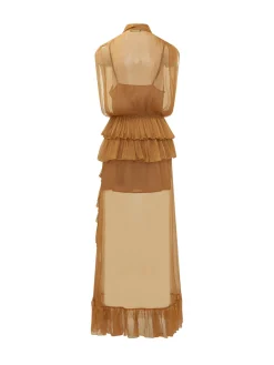 Long Dress with Ruffles and Bow