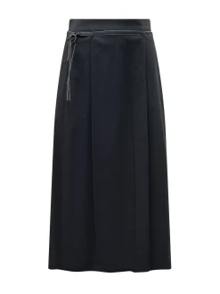 Long Gabardine Skirt with Belt