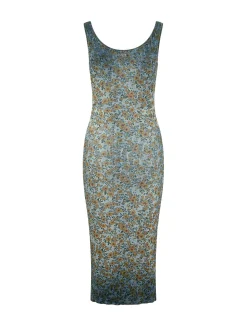 Long Ribbed Dress with Floral Print
