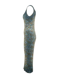 Long Ribbed Dress with Floral Print
