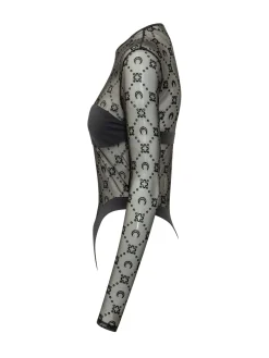 Long Sleeve Embroidered Tulle Bodysuit