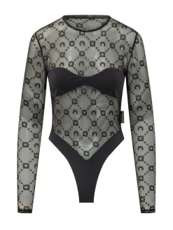 Long Sleeve Embroidered Tulle Bodysuit