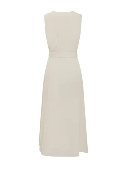 Long Sleeveless Viscose Dress with Belt