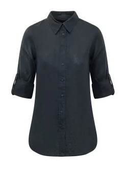Long Sleeve Linen Shirt with Roll-Up Sleeves