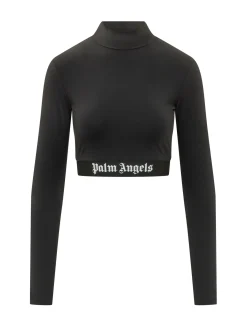 Long Sleeve Mockneck Top with Logo Band