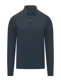 Long Sleeve Polo Shirt with Collar and Buttons