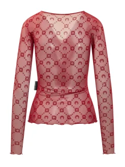 Long Sleeve Top with Round Neck and Geometric Pattern