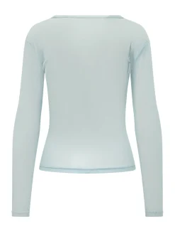 Long Sleeve Tulle Top with Print