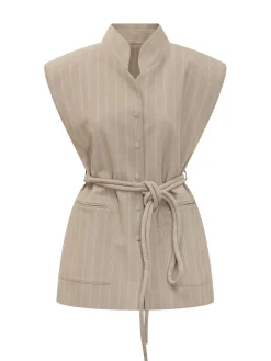 Long striped vest