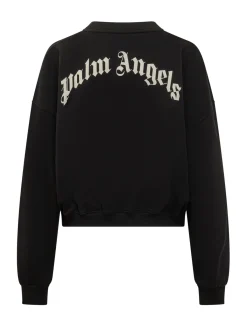 Loose Crop Crewneck Sweatshirt with Logo