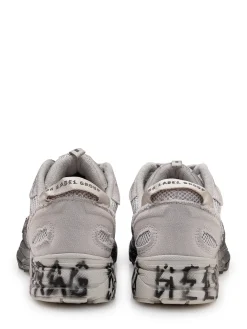 Low Top Sneakers with Laces and Distressed Mesh Inserts