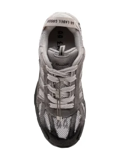 Low Top Sneakers with Laces and Distressed Mesh Inserts