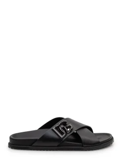 Mercurio Leather Sandal with Crossed Straps