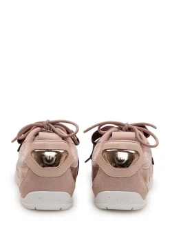 Mesh and Leather Sneakers with Metallic Details
