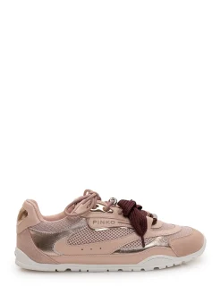 Mesh and Leather Sneakers with Metallic Details