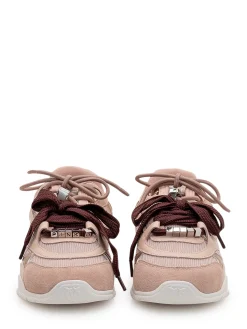 Mesh and Leather Sneakers with Metallic Details