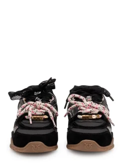 Mesh and Leather Sneakers with Metallic Details