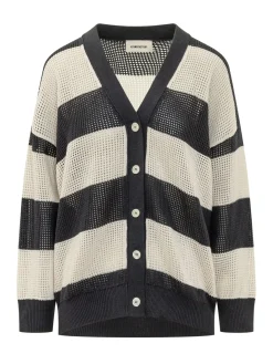 Mesh Knit Cardigan with Buttons