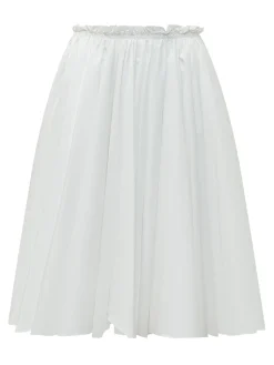 Midi A Line Skirt with Gathered Waist