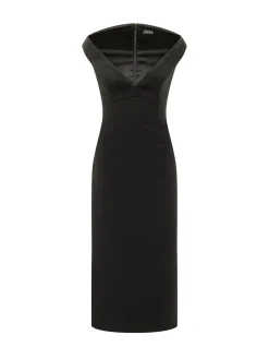 Monica Midi Dress with Wide Neckline