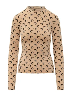Moon Print High Neck Top
