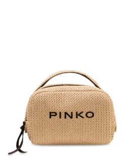 Necessaire Raffia Pouch with Zip and Logo